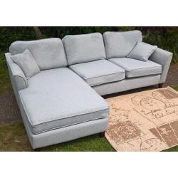 Ex-display Duck Egg Blue Natural Fabric Corner Lounger.