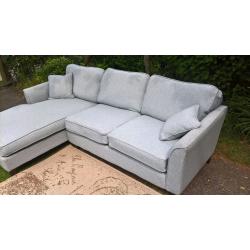 Ex-display Duck Egg Blue Natural Fabric Corner Lounger.