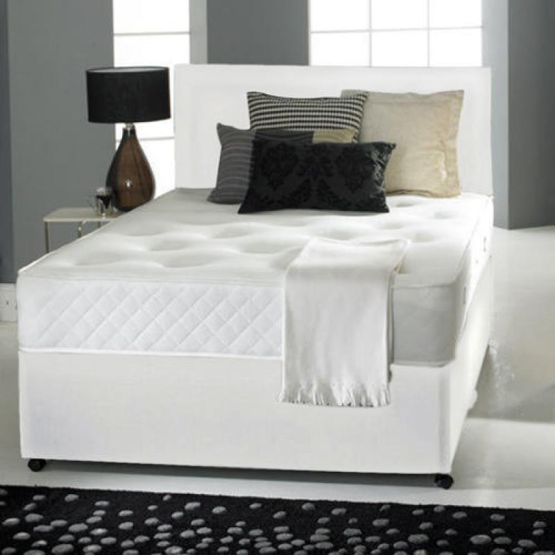 Double Divan Bed With White Memory Foam double Mattress in black brown white mattress