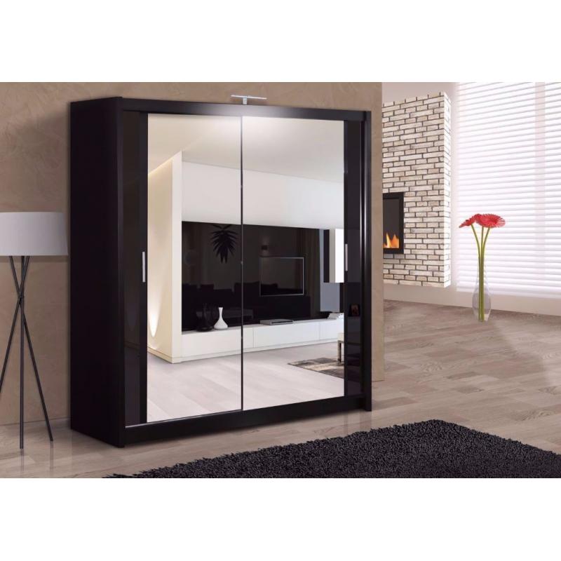 CHICAGO 2 DOOR SLIDING WARDROB IN BLACK WHITE WENGE WALNUT COLOUR