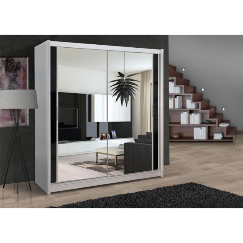 CHICAGO 2 DOOR SLIDING WARDROB IN BLACK WHITE WENGE WALNUT COLOUR