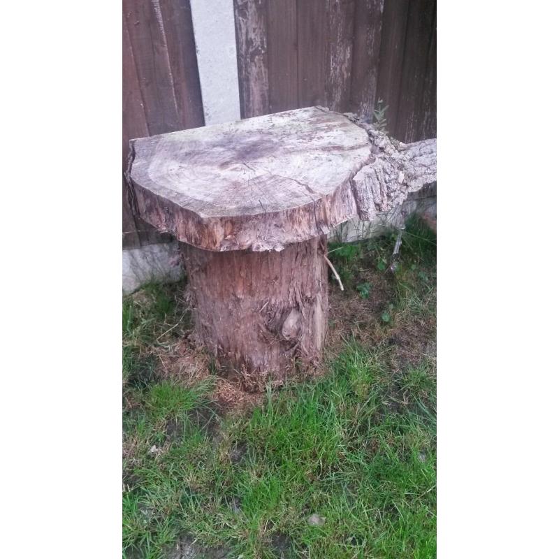 tree stump garden feature table