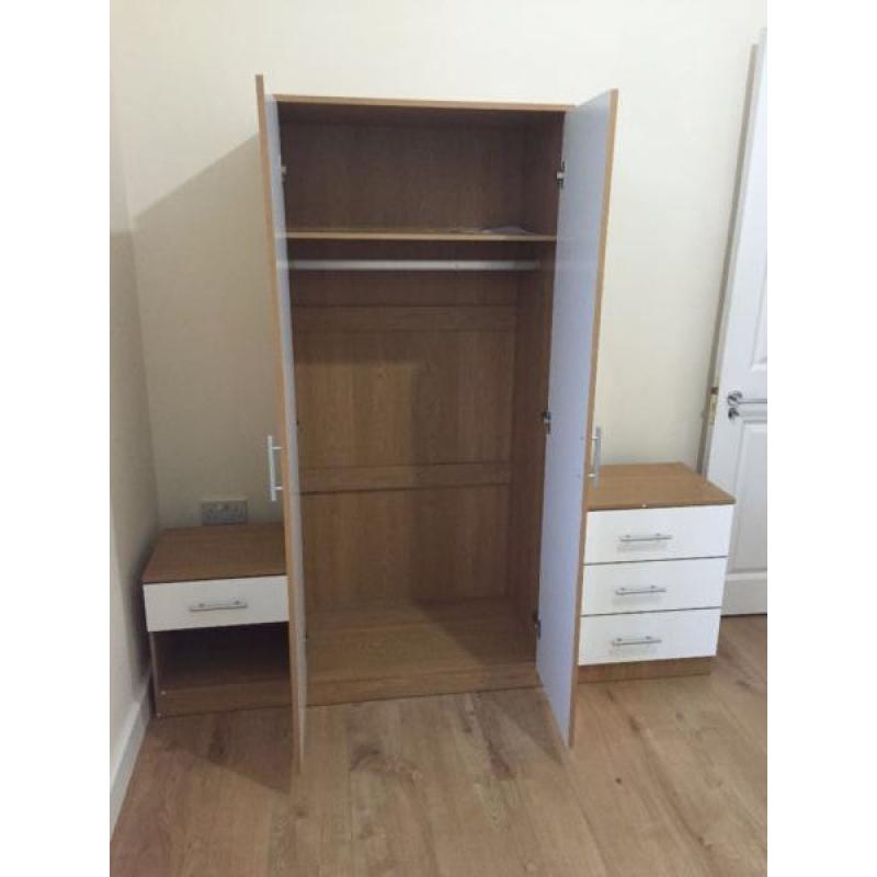 BRAND NEW-HIGH GLOSS SOLID WOOD BEDROOM SET-WARDROBE/CHEST OF DRAWERS/BEDSIDE TABLE-EXPRESS DELIVERY