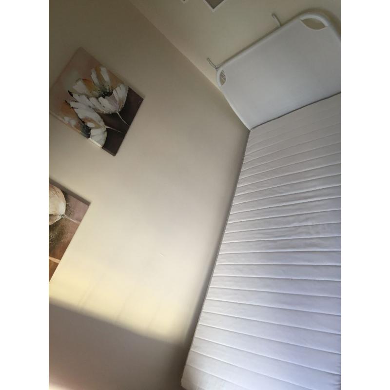 IKEA white Duken Single Bedframe w/ Luroy Slat Base