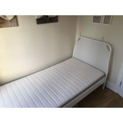 IKEA white Duken Single Bedframe w/ Luroy Slat Base