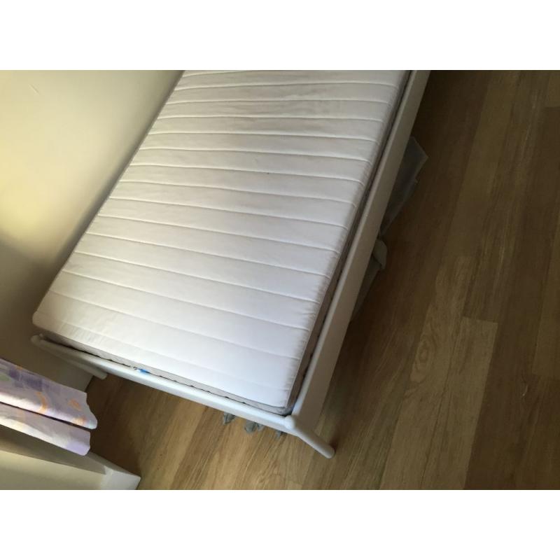 IKEA white Duken Single Bedframe w/ Luroy Slat Base