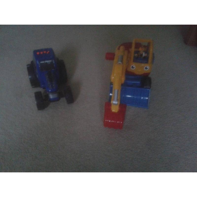 Tractor musical and digger with man and rock children toys