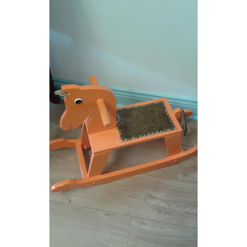 Vintage hand painted childs rocking horse