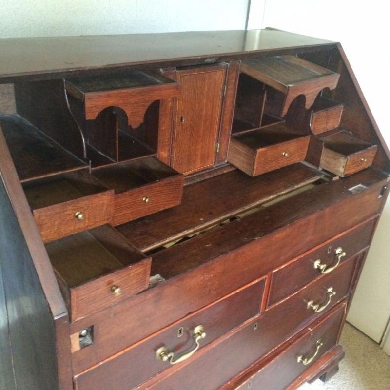 Antique Vintage Dark Oak Bureau