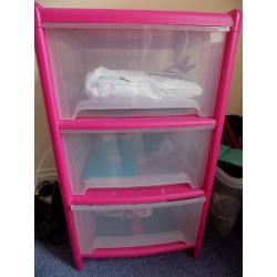 Pink plastic set of drawers