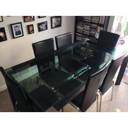 6 seater glass table