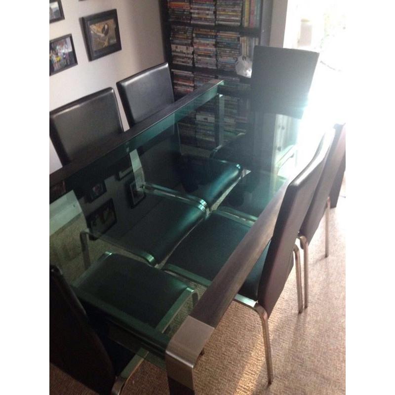 6 seater glass table