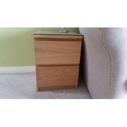 Malm 2 Drawer units with Glass top