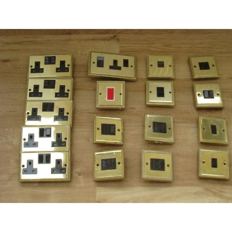 Various sockets and switches - gold effect finish