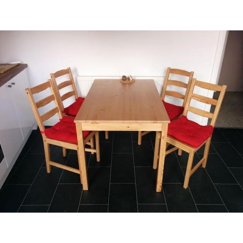 Dining set IKEA JOKKMOKK, table and chairs great condition with pillows!