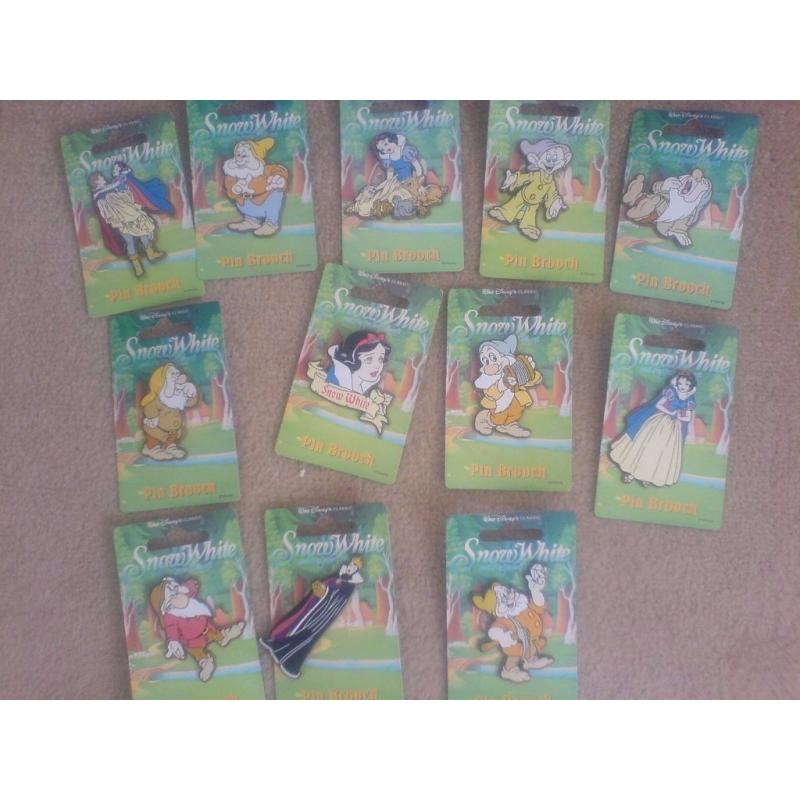 Snow white and the seven dwarfs pin brooches collectors item