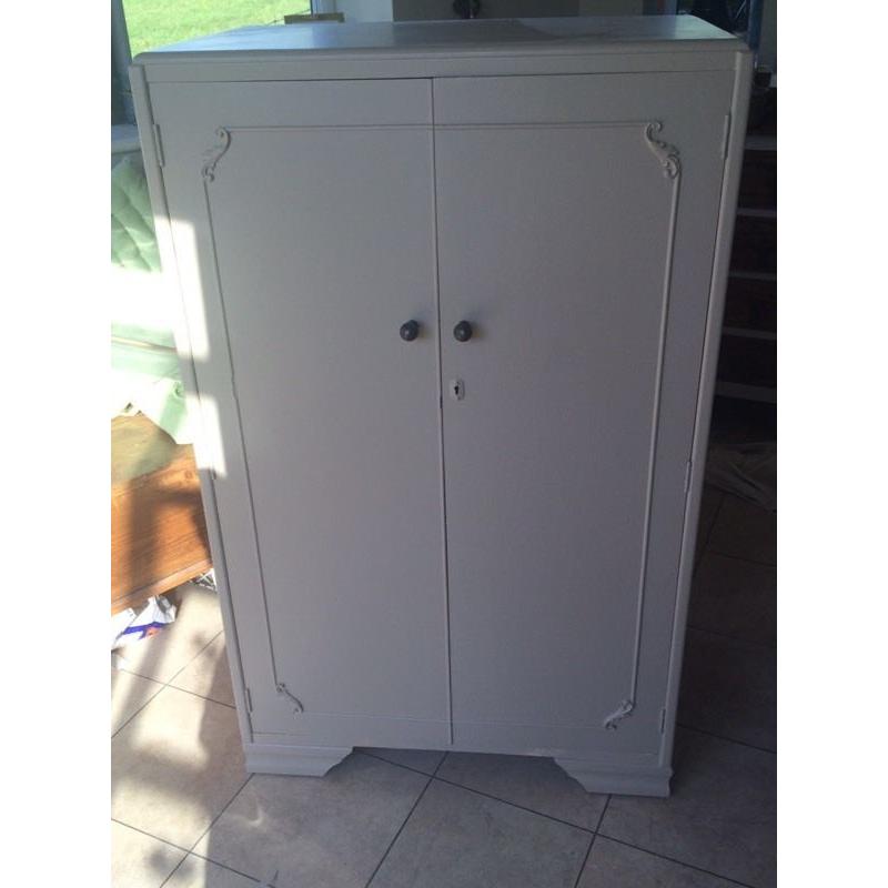 Vintage gentlemens wardrobe painted in F & B Oxdford Stone