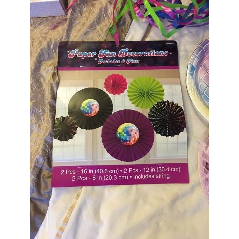 Disco themed party ware piñata plates decorations