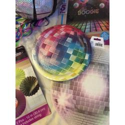 Disco themed party ware piñata plates decorations