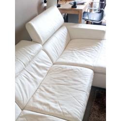 A beautiful MODERNIST ivory WHITE LEATHER DANISH SOFA