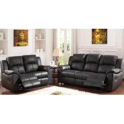 New Cheap Leather Recliner Sofa Set Reclining 3 + 2 Black or Brown