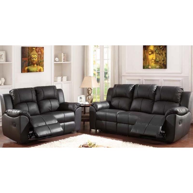 New Cheap Leather Recliner Sofa Set Reclining 3 + 2 Black or Brown