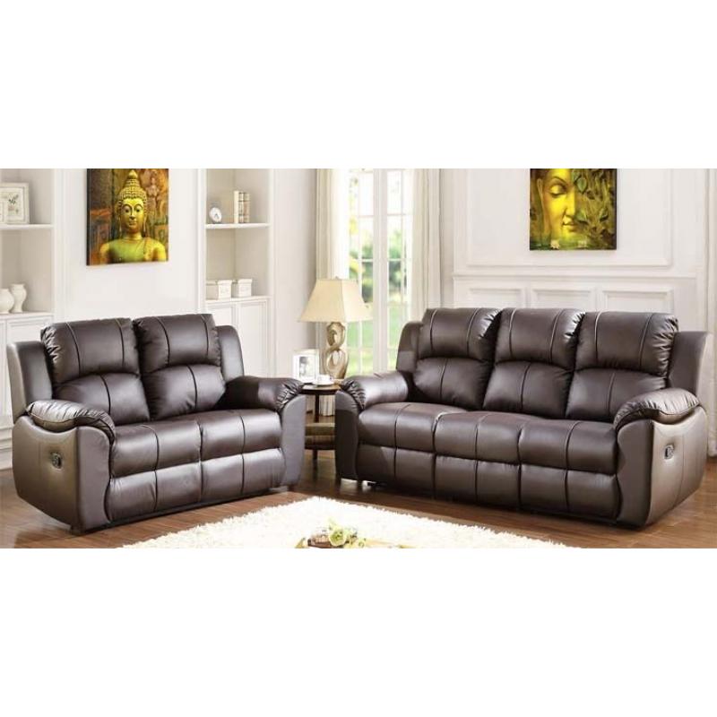 New Cheap Leather Recliner Sofa Set Reclining 3 + 2 Black or Brown