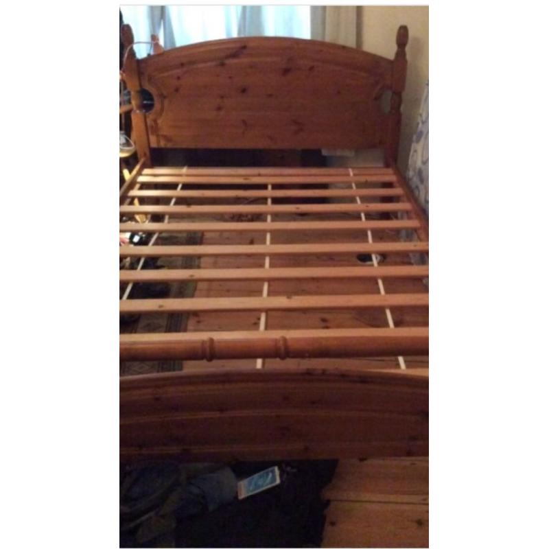 Solid pine double bed frame, 4ft wide