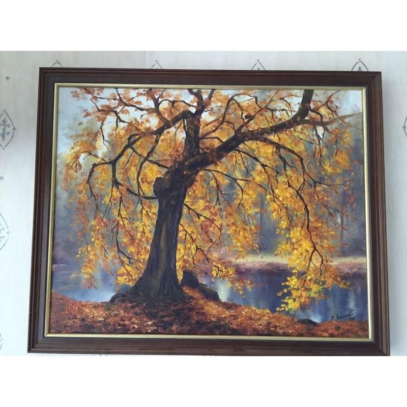 Canvas oil painting in frame