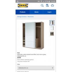 ikea mirrored wardrobe these are 7ft tall with double sliding doors