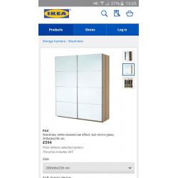 ikea mirrored wardrobe these are 7ft tall with double sliding doors