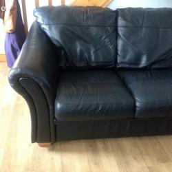 2 x 2 SEATER BLACK LEATHER SOFAS