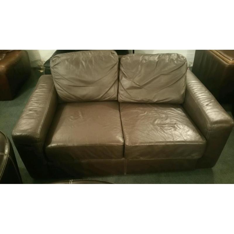 Noce brown leather 2 seater sofa