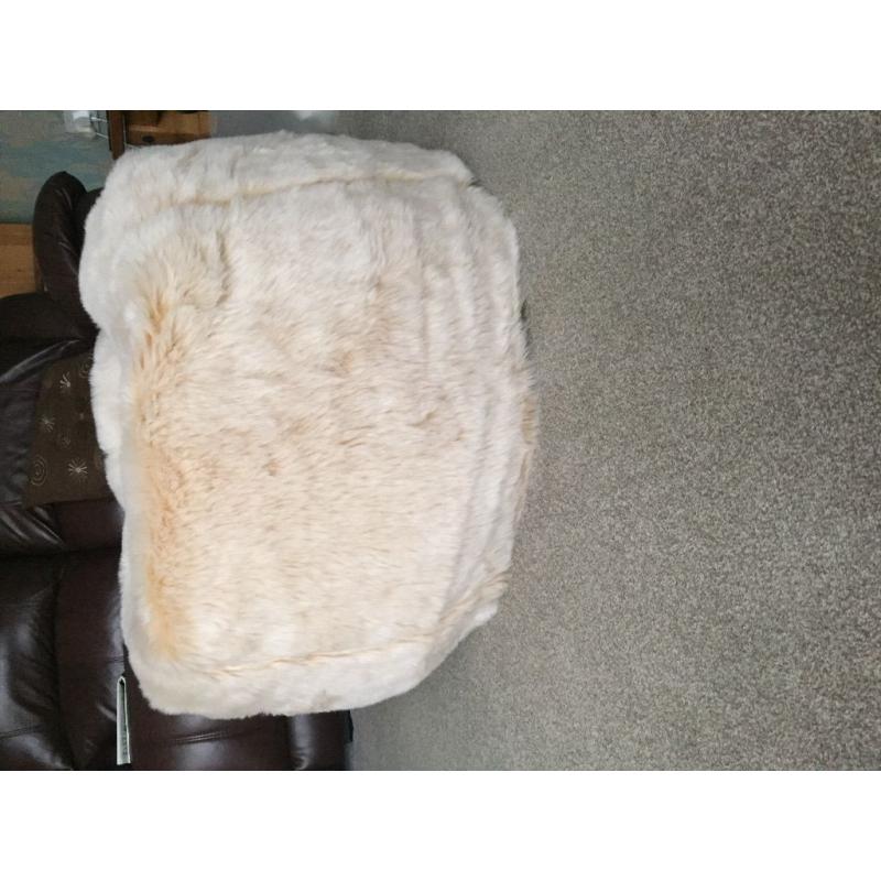 Faux Fur Ivory Beanbag