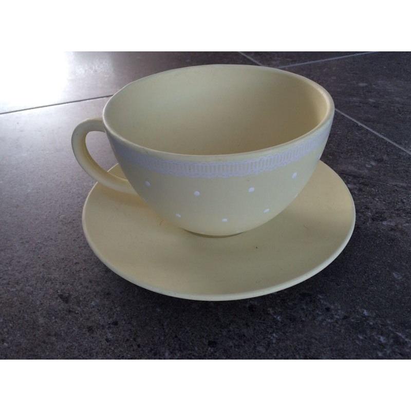 Large yellow / white cup & saucer