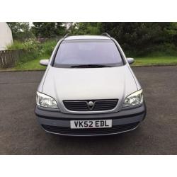 2003 VAUXHALL ZAFIRA COMFORT 7 SEATER, 5 DOOR METALLIC PAINT LONG MOT