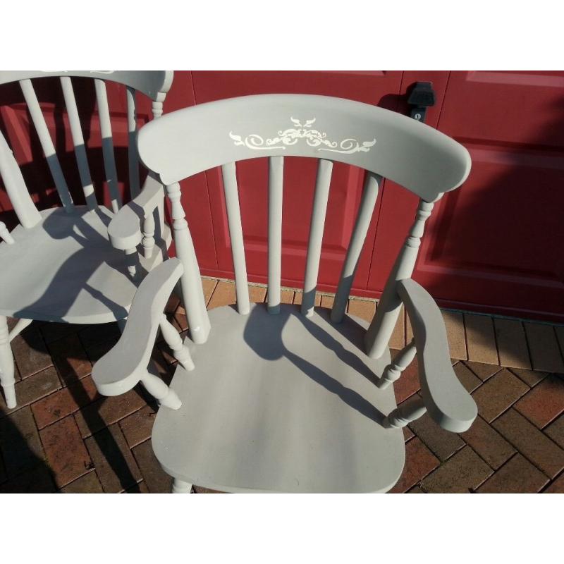 For sale 4 shabby chic Captains dining chairs