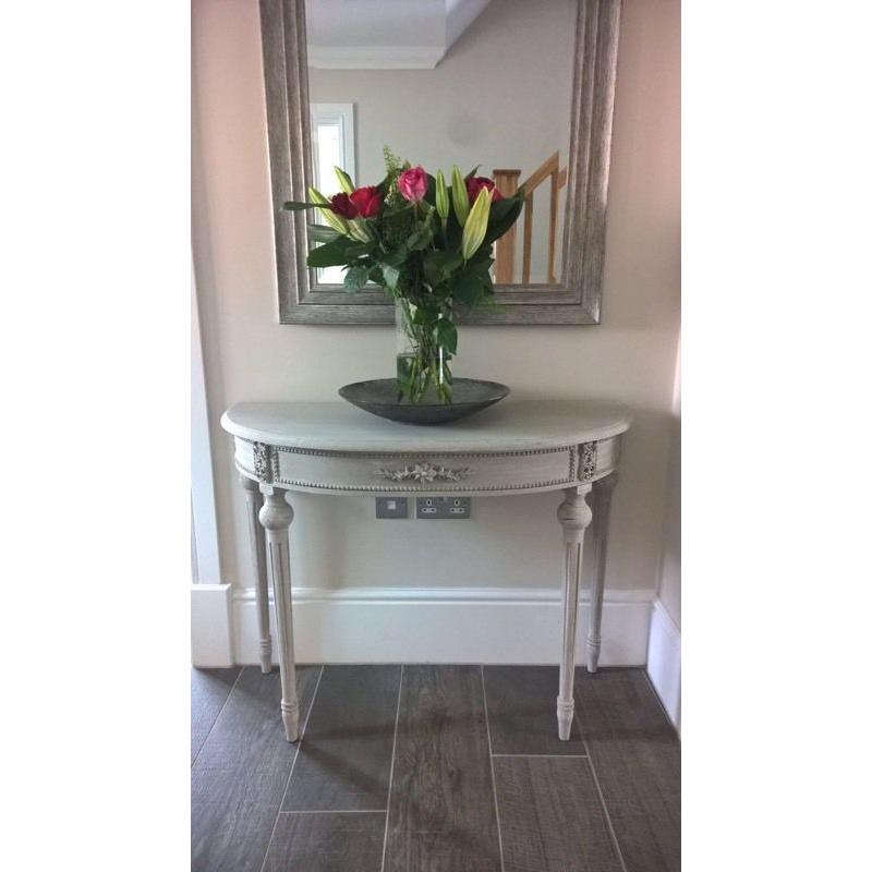 Grey half moon console table