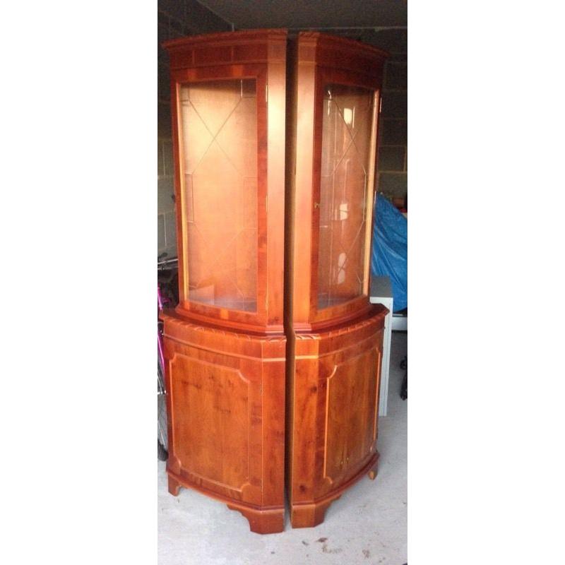 2 mahogany corner units