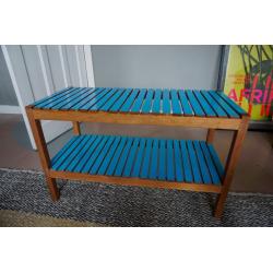 Solid wood coffee table / hall console table with blue painted top