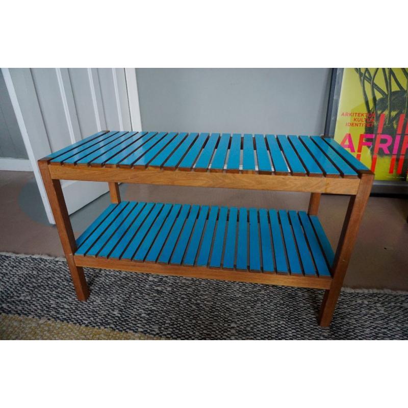 Solid wood coffee table / hall console table with blue painted top