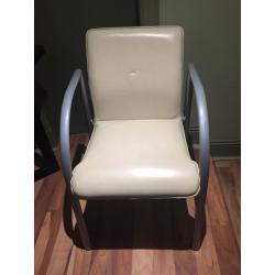 White leather chairs suitable for dining, office or garden. Clean condition.