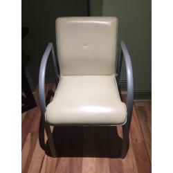 White leather chairs suitable for dining, office or garden. Clean condition.