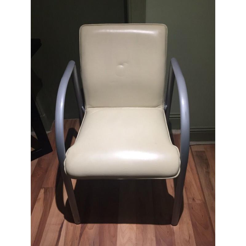 White leather chairs suitable for dining, office or garden. Clean condition.