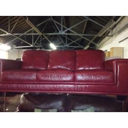 3 seater dark red leather sofa