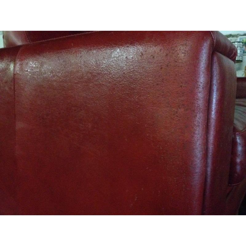 3 seater dark red leather sofa