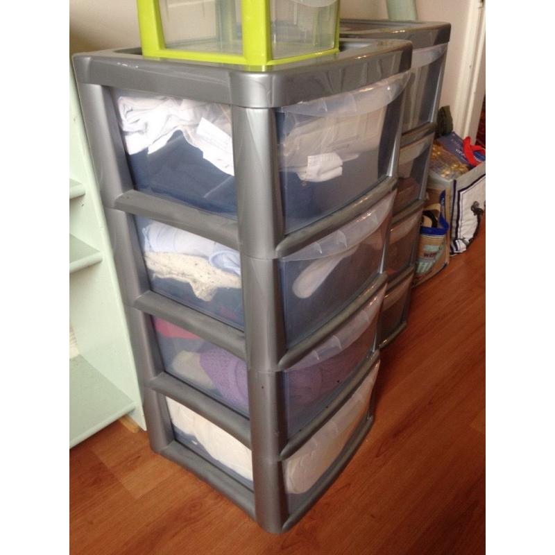 Stackable sturdy plastic storage drawers 6x 4 drawer units