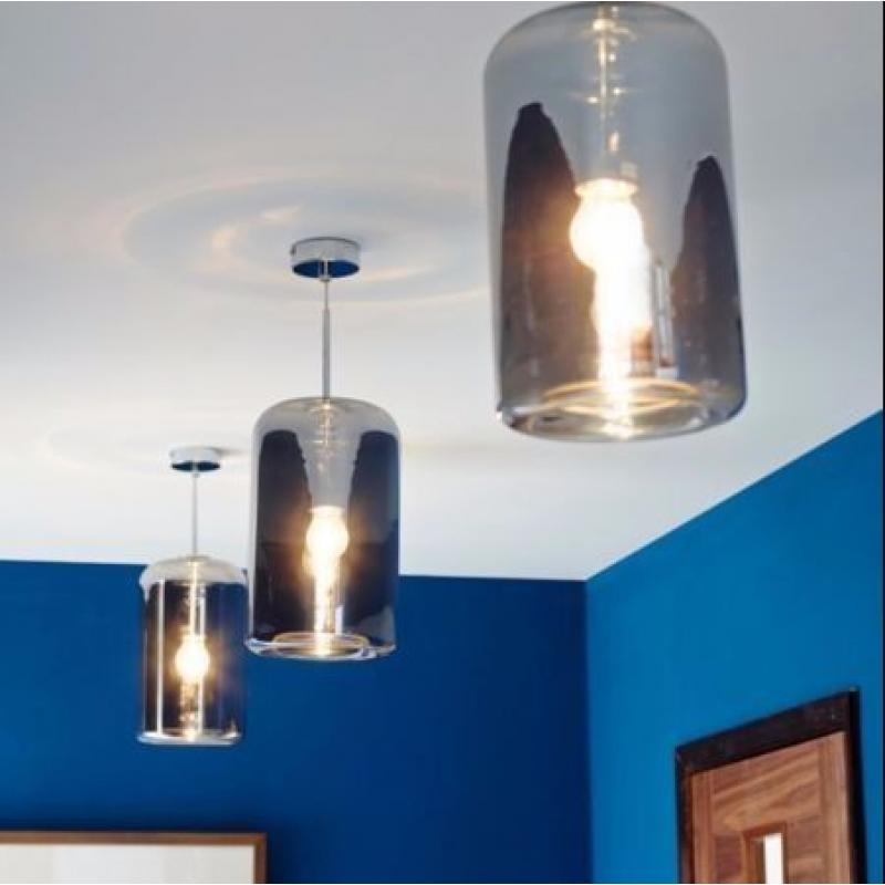 Smoked Chrome Effect Pendant Ceiling Light