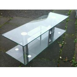 LARGE GLASS 3 TIER ENTERTAINMENT UNIT