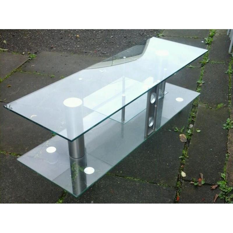 LARGE GLASS 3 TIER ENTERTAINMENT UNIT